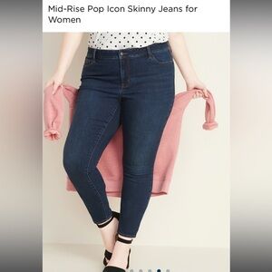 Old Navy Pop Skinny Icon Jeans, Plus Size 24 Blue Denim Slim Fit